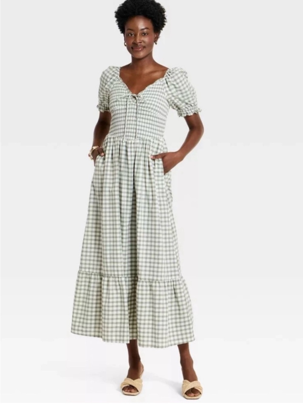 Universal Thread Gingham Puff Sleeve Dress - Picture 14 of 14